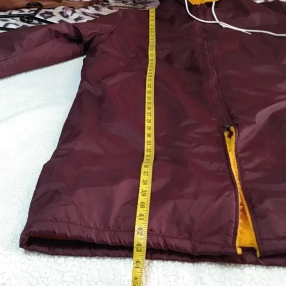 CAS Competitive Aquatic Supply Maroon Swim Parka w/ Hood Faux Fur Lined XL